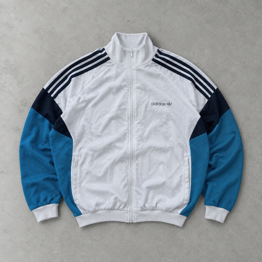 Adidas Trainingsjacke 80er Jahre Weiß / Blau Selten (M)