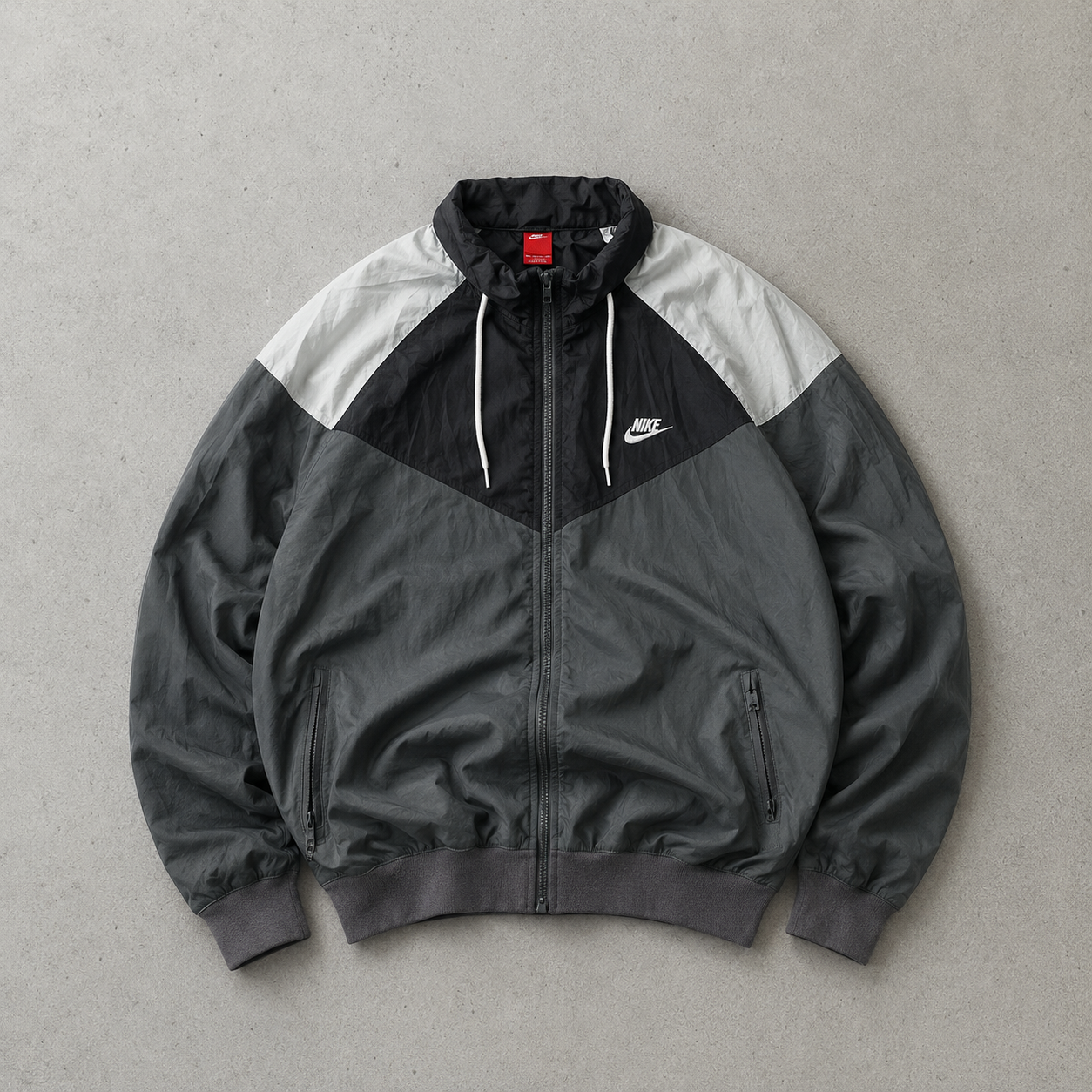 Y2K Nike Windbreaker Black Grey Rare (XL)
