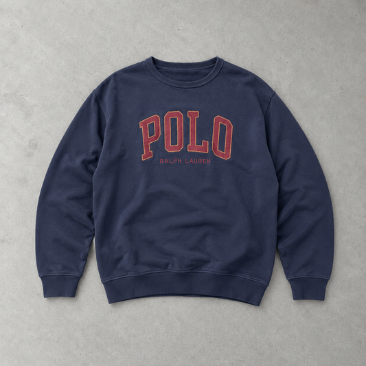 Ralph Lauren Sweater Marineblau Stitched Logo Rare (XL)