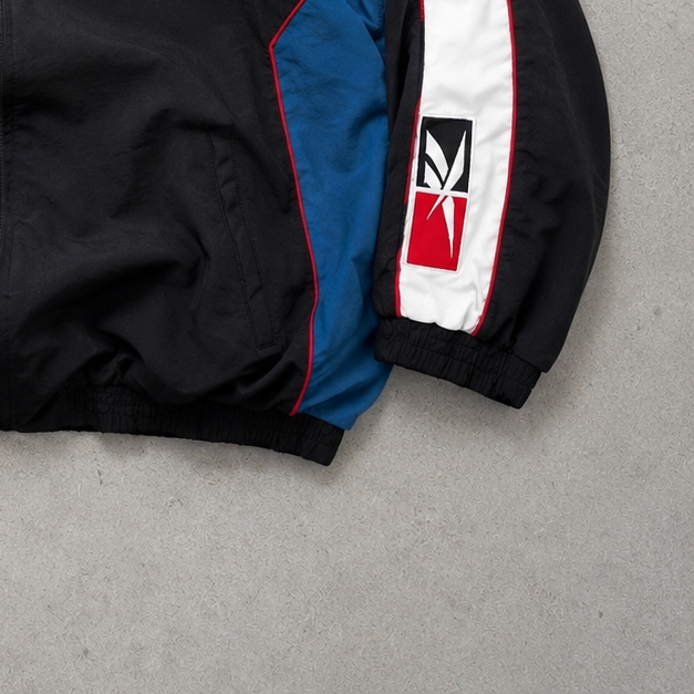 90s Y2K Reebok Track Pants Black / White Rare Stitched Logo (XL)
