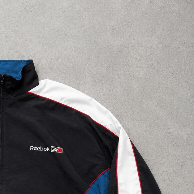 90s Y2K Reebok Track Pants Black / White Rare Stitched Logo (XL)