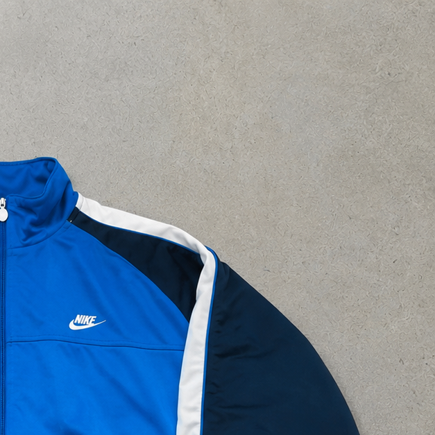Y2K Nike Track Jacket Marineblau, Blue Limited (XL) Stitched Logo