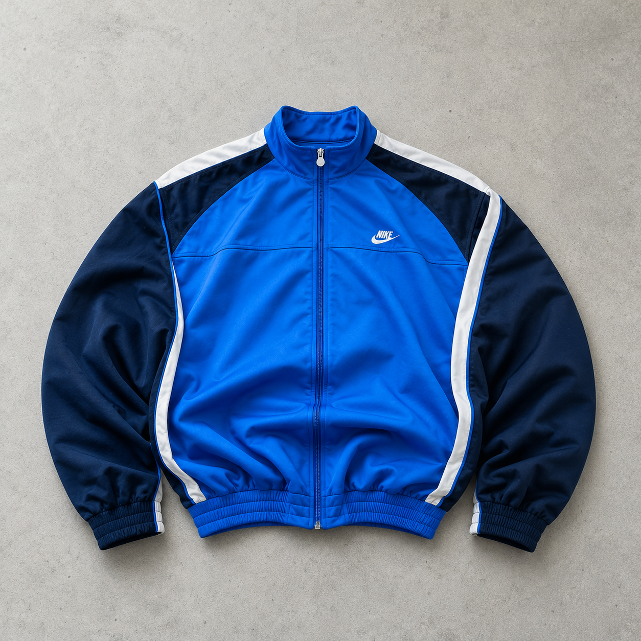 Y2K Nike Track Jacket Marineblau, Blue Limited (XL) Stitched Logo