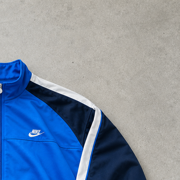 Y2K Nike Track Jacket Marineblau, Blue Limited (XL) Stitched Logo
