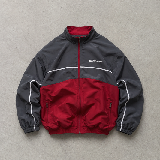 Y2K Reebok Hoodie Burgunderrot / Grey Limited (M)