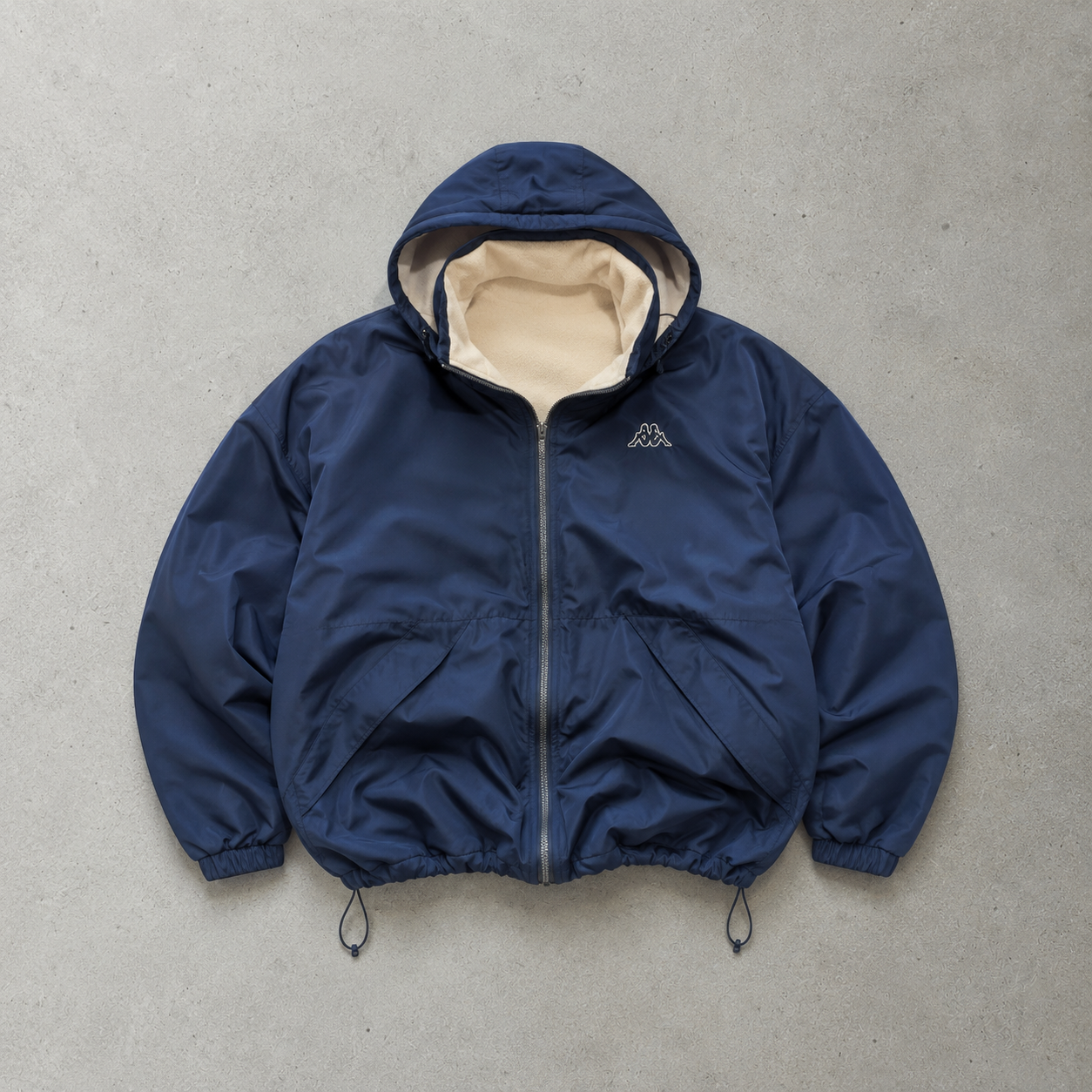 90s Y2K Kappa Windbreaker Navy / Beige Rare Stitched Logo (M)