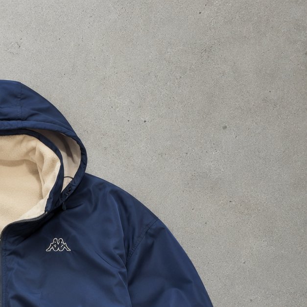 90s Y2K Kappa Windbreaker Navy / Beige Rare Stitched Logo (M)