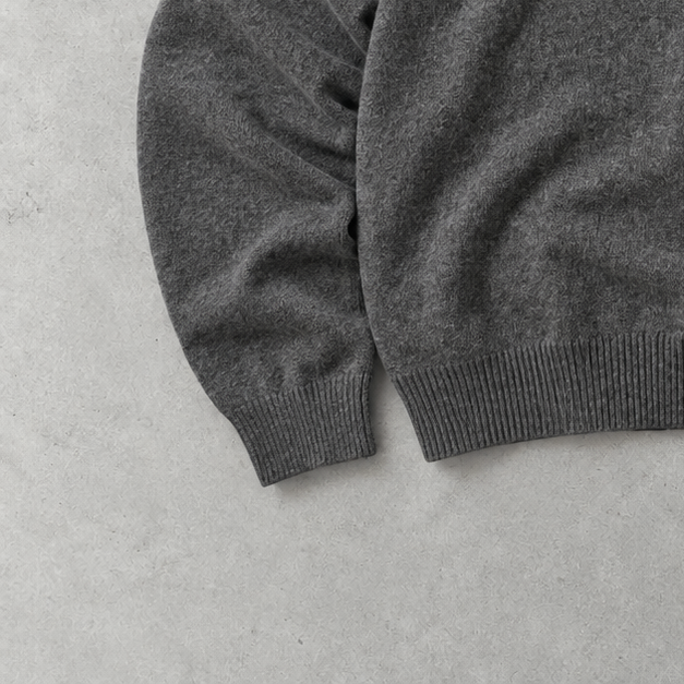 Ralph Lauren Half-Zip Sweater Grau Rare (L) Stitched Logo