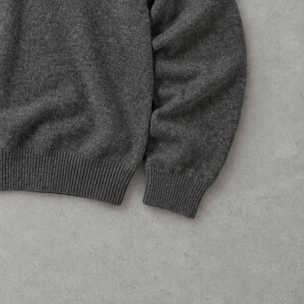 Ralph Lauren Half-Zip Sweater Grau Rare (L) Stitched Logo