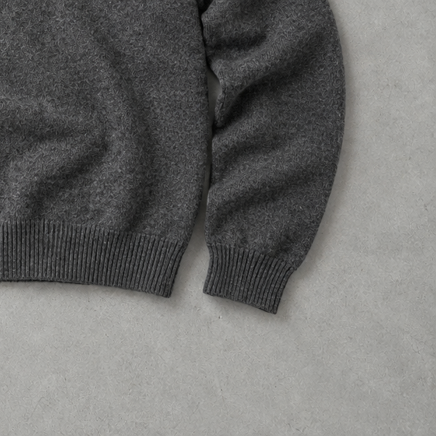 Ralph Lauren Half-Zip Sweater Grau Rare (L) Stitched Logo