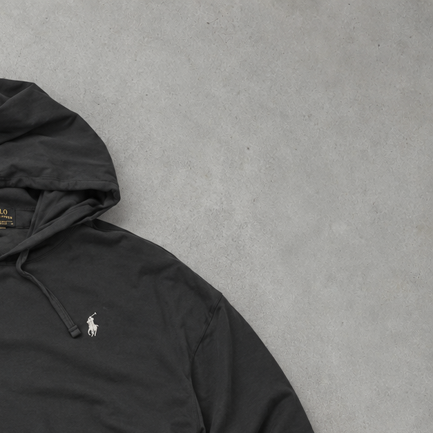 Ralph Lauren Hoodie Schwarz Stitched Logo Rare (L)