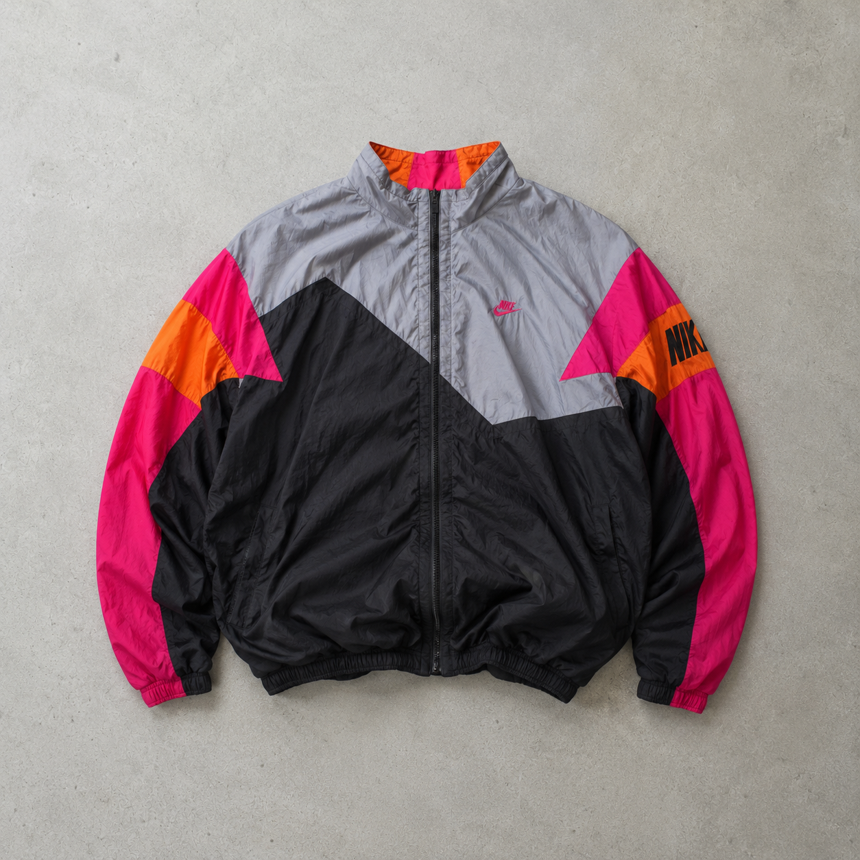 90s 80s Nike Windbreaker Pink, Black Rare (Size L)