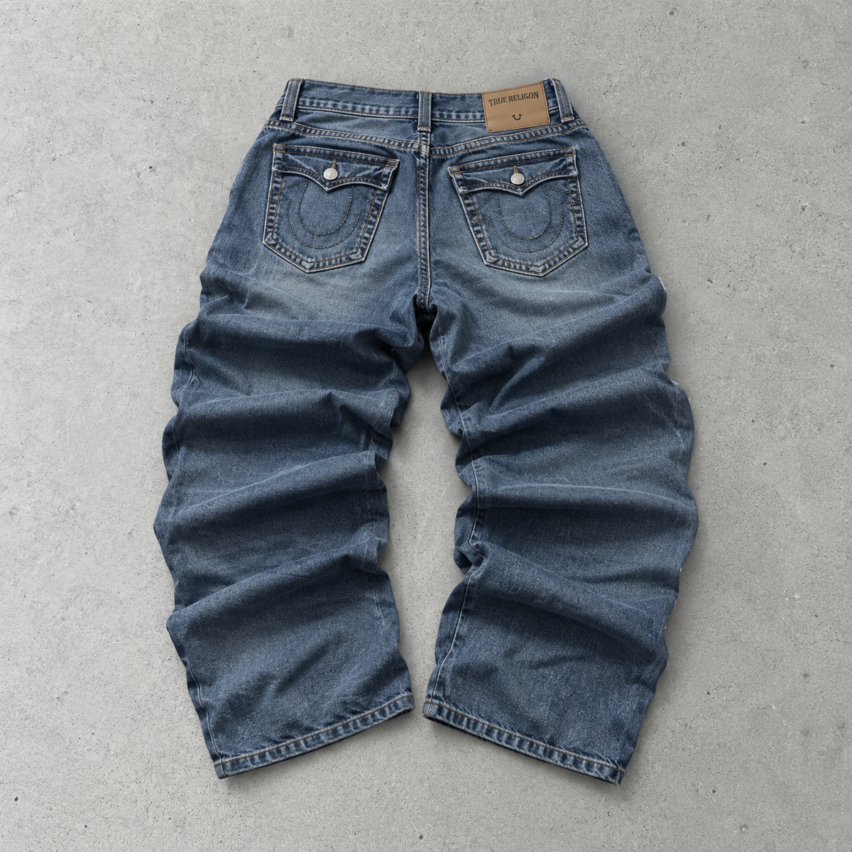 Y2K True Religion Straight Leg Jeans Blue Limited Stitched Logo (W34 | DE 50)