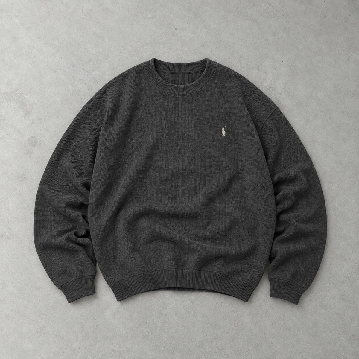 Ralph Lauren Sweater Grau Rare (M) Stitched Logo