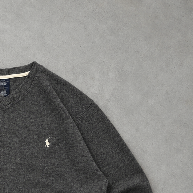 Ralph Lauren Sweater Grau Rare (M) Stitched Logo
