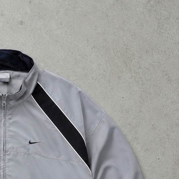 Y2K Nike Windbreaker Grey Black Rare (L)