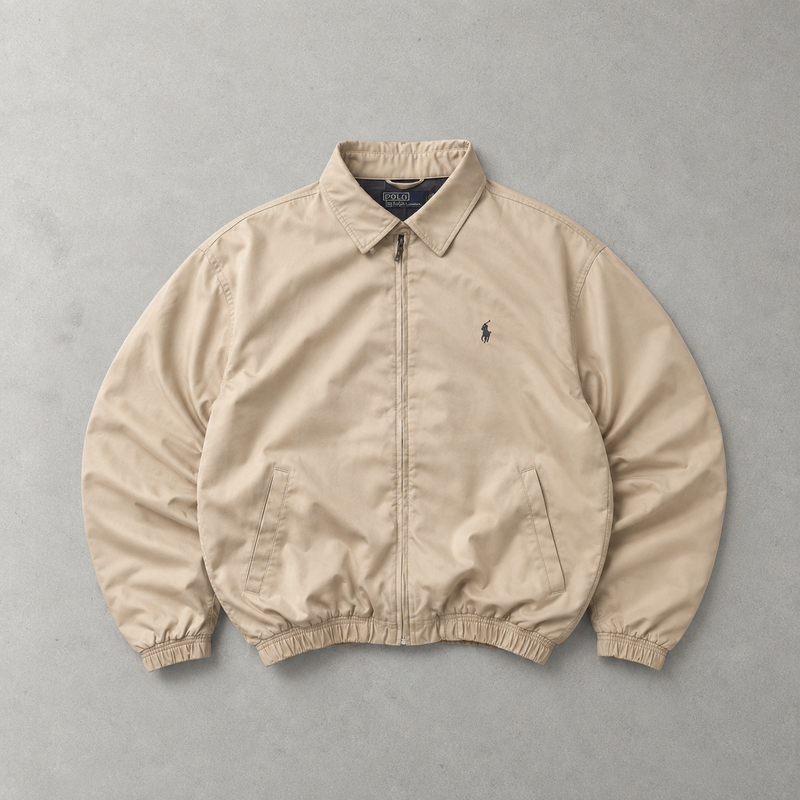 Ralph Lauren Harrington Jacket Beige, Marineblau Limited (S)
