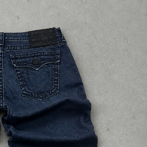 Y2K 90s Vintage True Religion Skinny Jeans Marineblau Limited (W30 | DE 46)