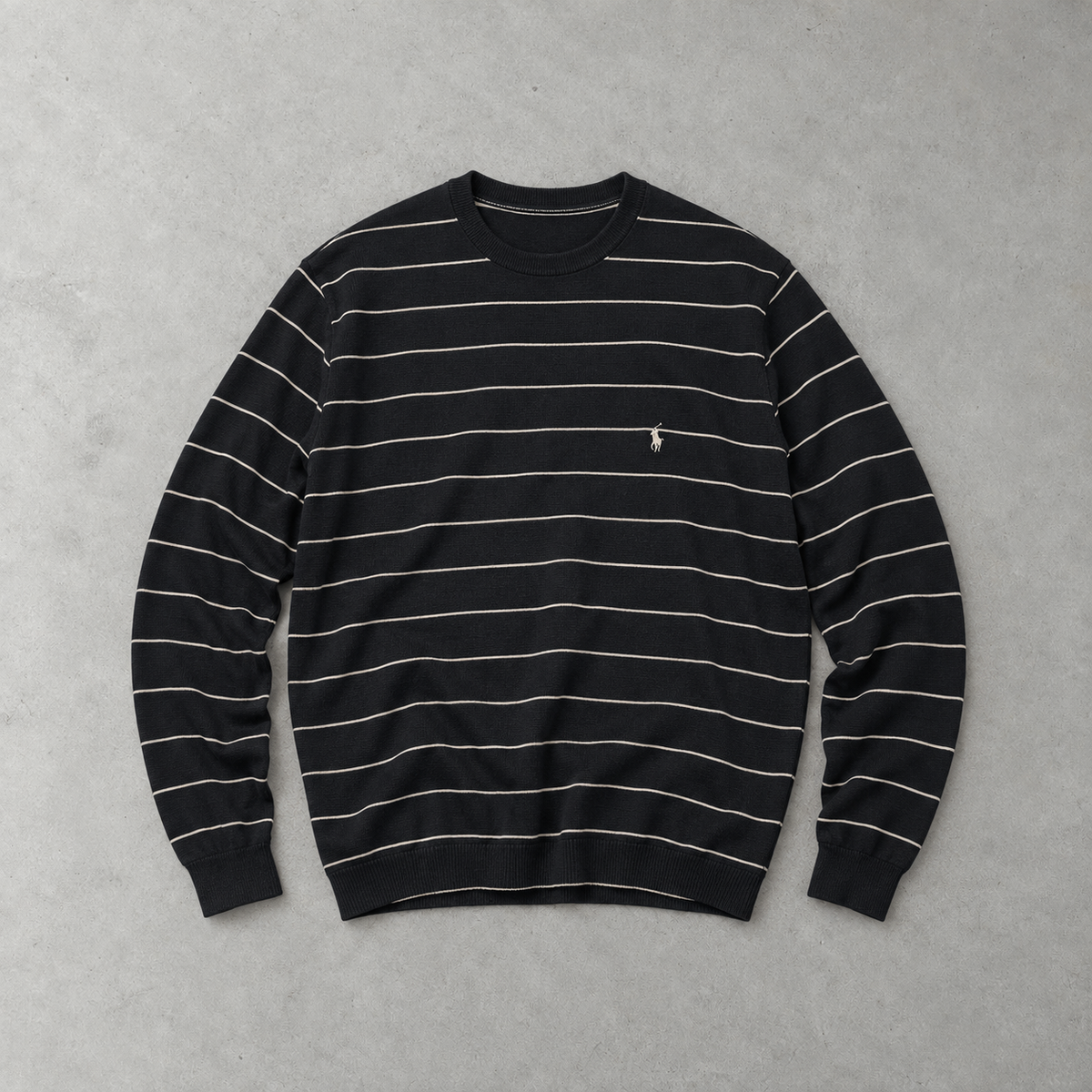 Ralph Lauren Crewneck Sweater Marineblau, Weiß Rare (XL) Stitched Logo