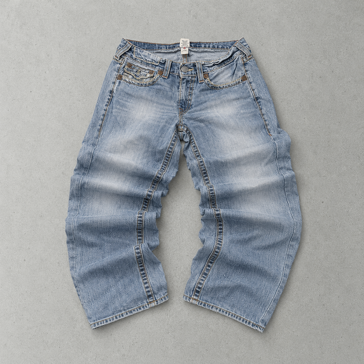 Y2K 2000s Vintage True Religion Joey Baggy Jeans Hellblau Rare (W32 | DE 48)