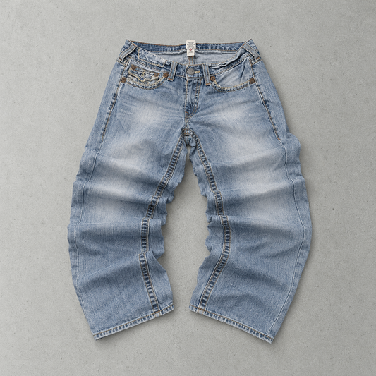 Y2K 2000er Vintage True Religion Joey Baggy Jeans Hellblau Selten (W32 | DE 48)