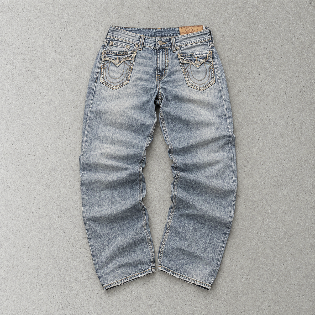 Y2K 2000s Vintage True Religion Joey Baggy Jeans Hellblau Rare (W32 | DE 48)
