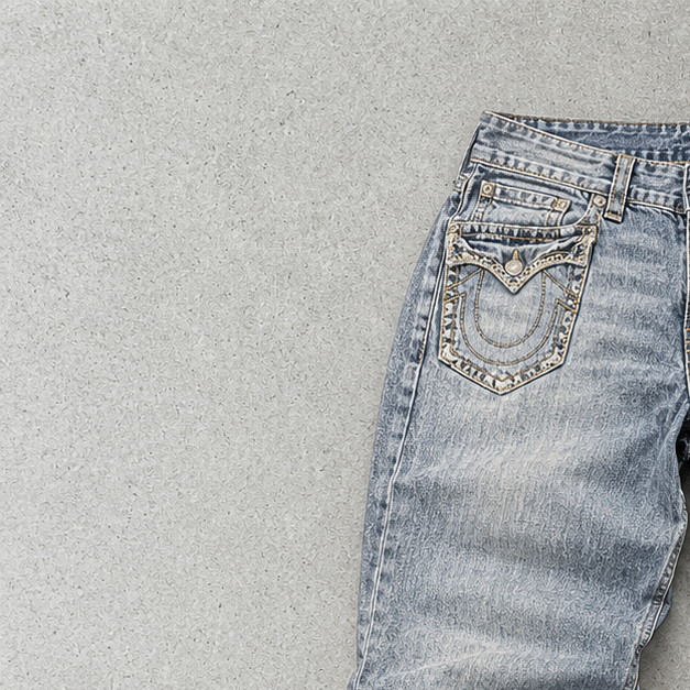 Y2K 2000s Vintage True Religion Joey Baggy Jeans Hellblau Rare (W32 | DE 48)