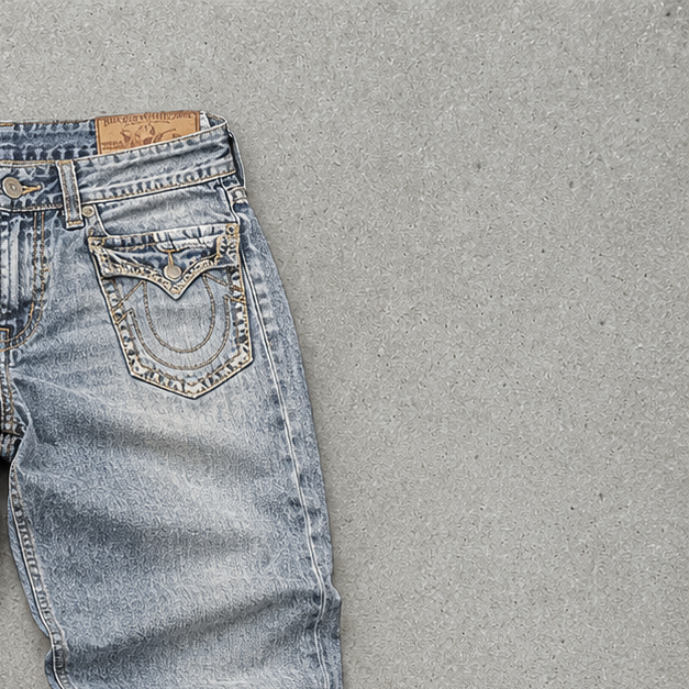 Y2K 2000s Vintage True Religion Joey Baggy Jeans Hellblau Rare (W32 | DE 48)