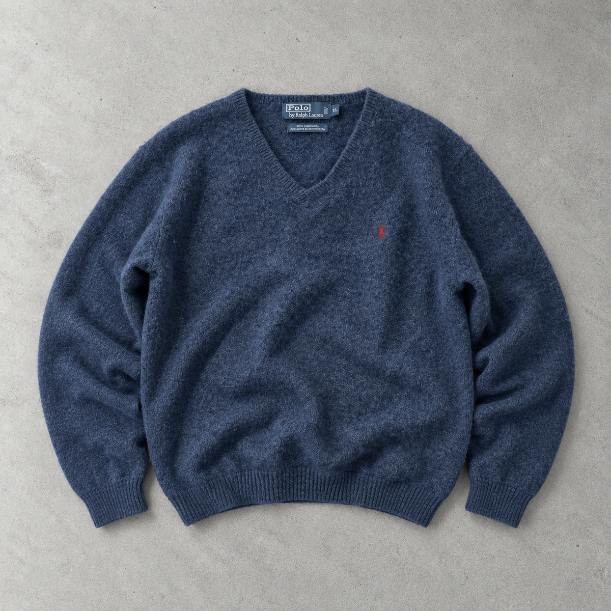 Ralph Lauren Sweater Blau Stitched Logo Rare (XL)