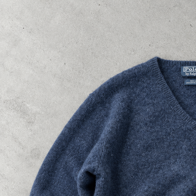 Ralph Lauren Sweater Blau Stitched Logo Rare (XL)