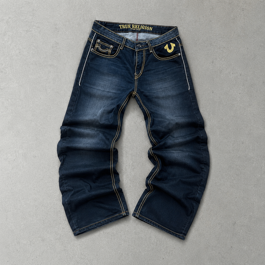 Y2K True Religion Jeans Marineblau, Schwarz Selten (M)