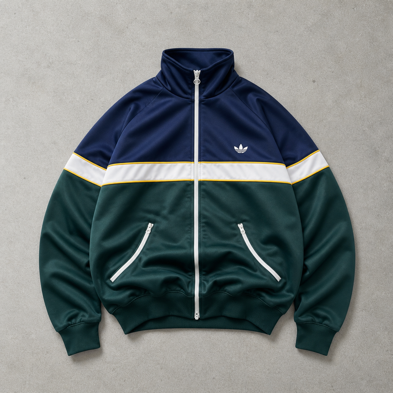 Adidas Track Jacket Dunkelgrün, Marineblau Rare (M) Stitched Logo