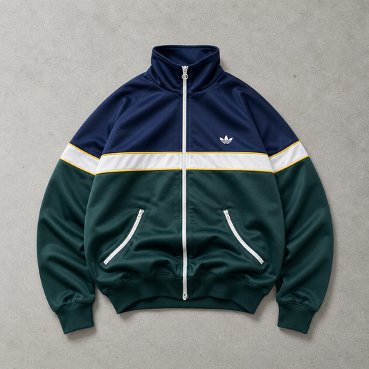 Adidas Track Jacket Dunkelgrün, Marineblau Rare (M) Stitched Logo
