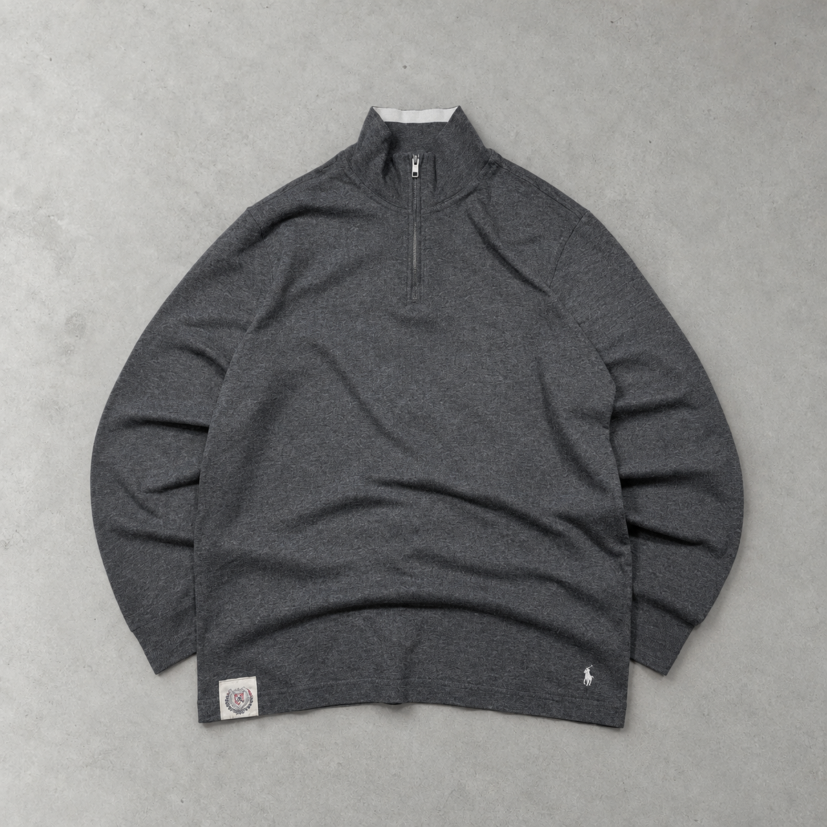 Y2K Ralph Lauren Half-Zip Sweater Grau Rare (XL) Stitched Logo