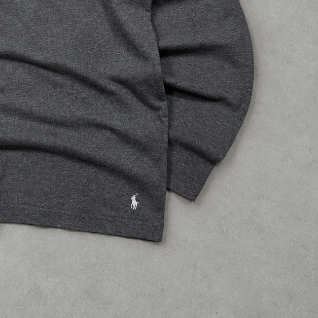 Y2K Ralph Lauren Half-Zip Sweater Grau Rare (XL) Stitched Logo