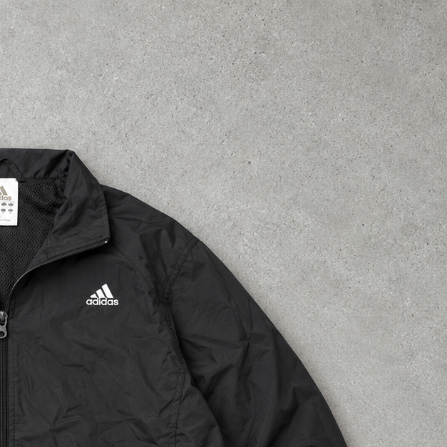 Veste de survêtement Adidas noire rare (M) logo brodé
