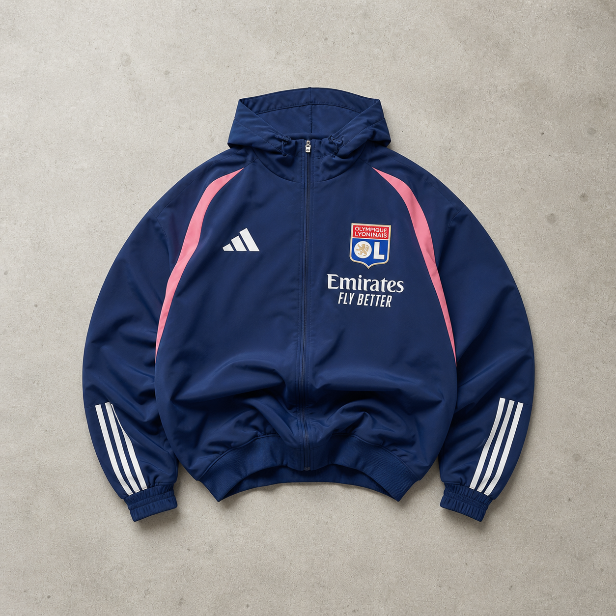 Adidas Windbreaker Marineblau, Pink Rare (M) Stitched Logo