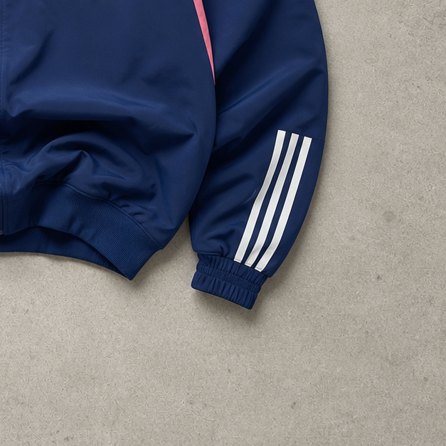 Adidas Windbreaker Marineblau, Pink Rare (M) Stitched Logo