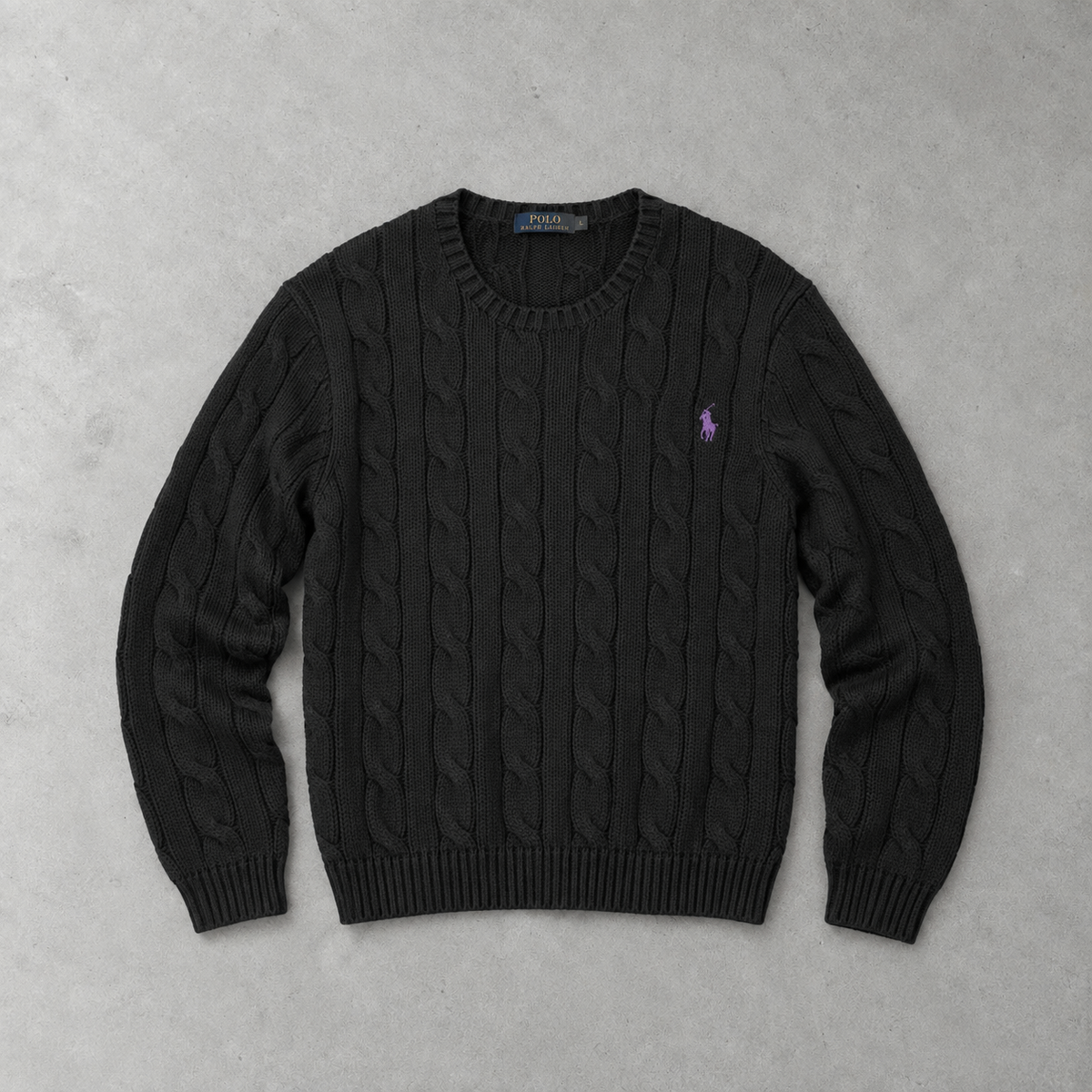 Ralph Lauren Sweater Schwarz Rare (M) Stitched Logo