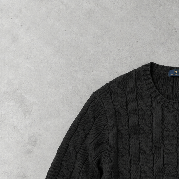 Ralph Lauren Sweater Schwarz Rare (M) Stitched Logo