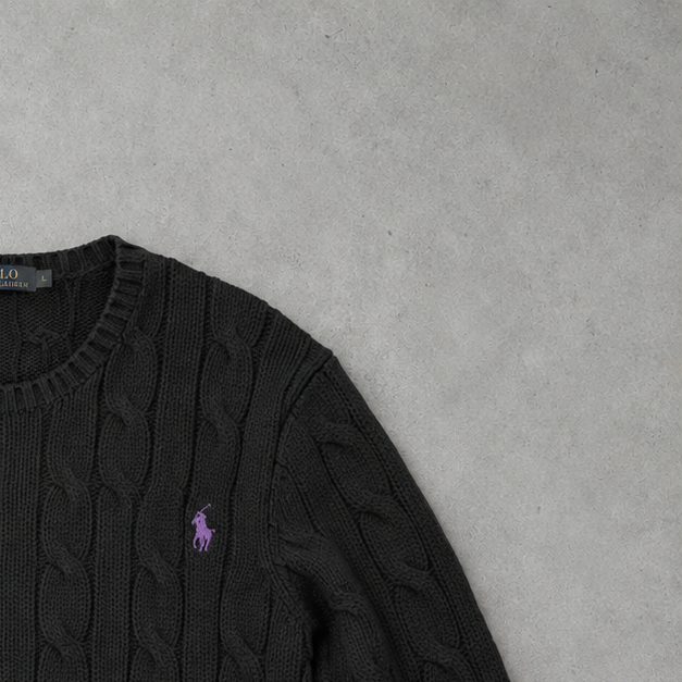 Ralph Lauren Sweater Schwarz Rare (M) Stitched Logo
