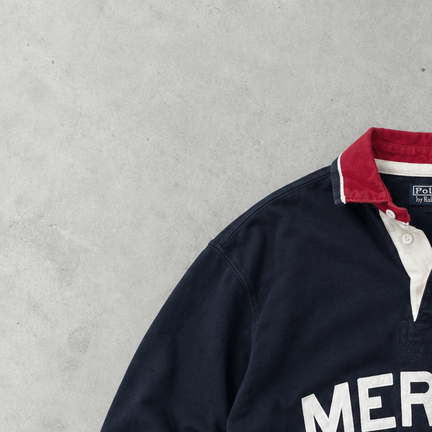 Polo Ralph Lauren Rugby Shirt Marineblau, Weiß Rare (XXL)