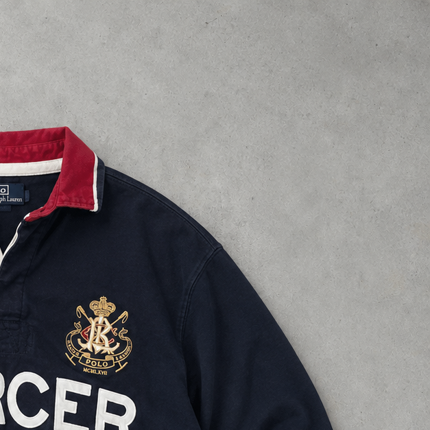 Polo Ralph Lauren Rugby Shirt Marineblau, Weiß Rare (XXL)