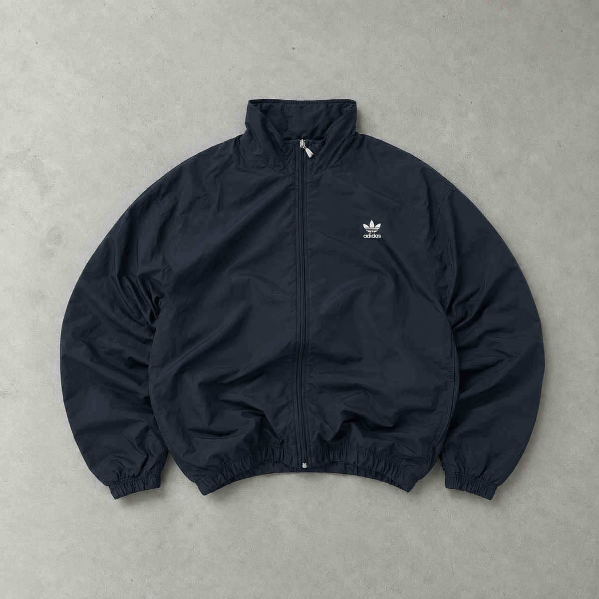 Veste de survêtement vintage Adidas bleu marine limitée (L) logo brodé