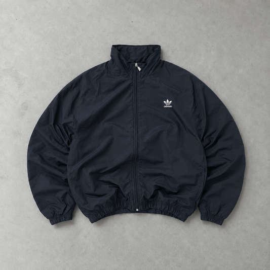 Veste de survêtement vintage Adidas bleu marine limitée (L) logo brodé