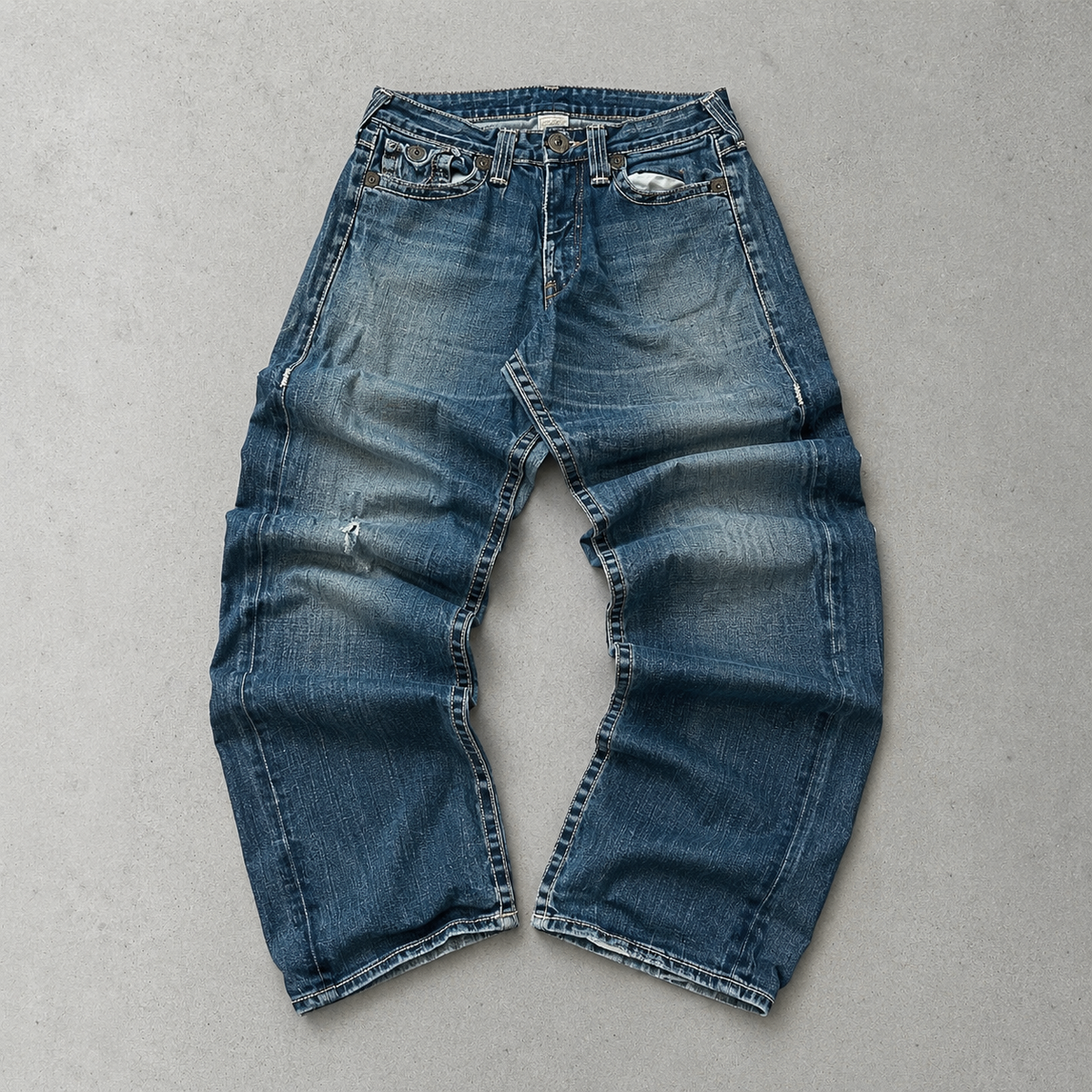 Y2K Vintage True Religion Flared Jeans Marineblau, Blau Limited (W26 | DE 42)