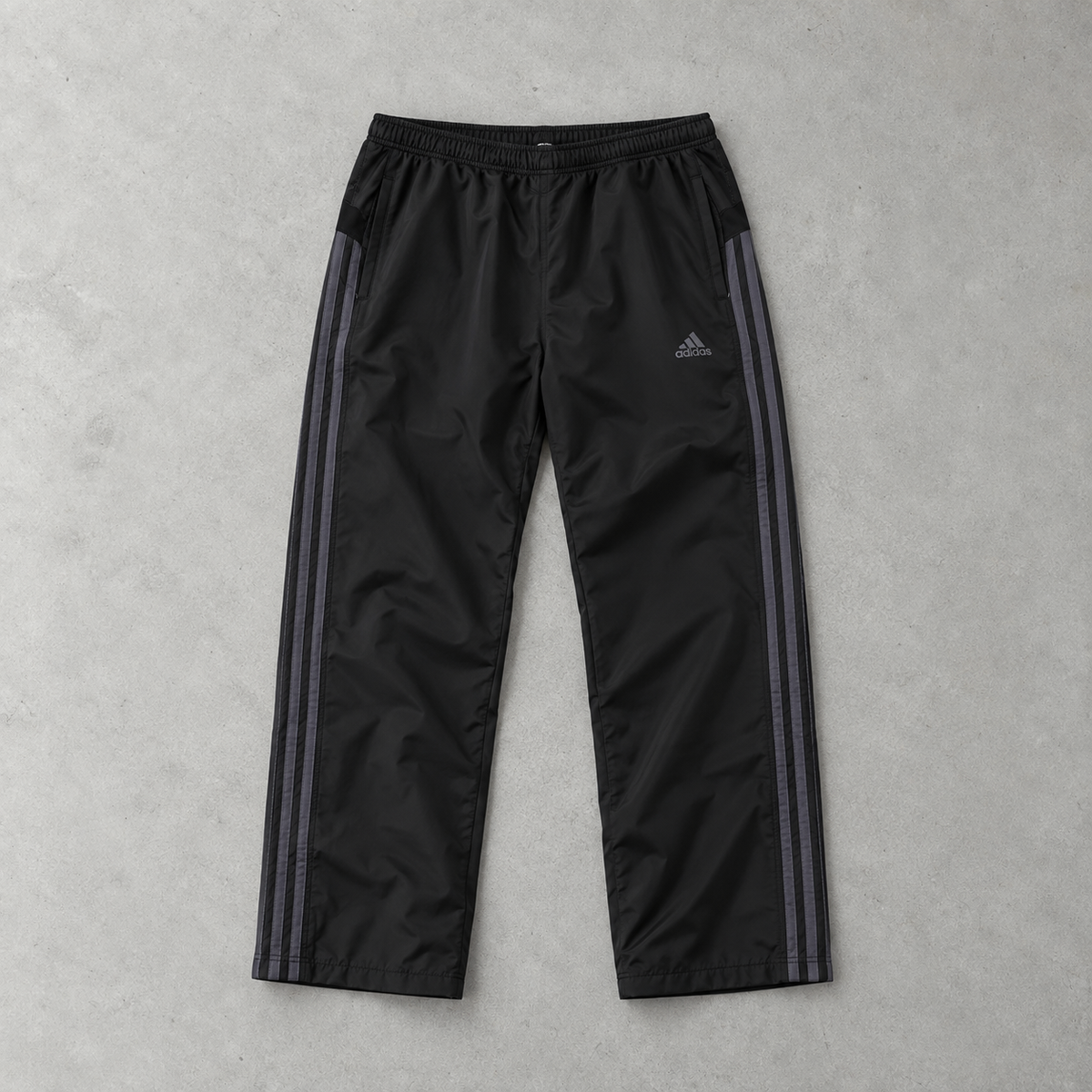 Vintage Adidas Trainingshose Schwarz/Marineblau Selten (XL) Gesticktes Logo