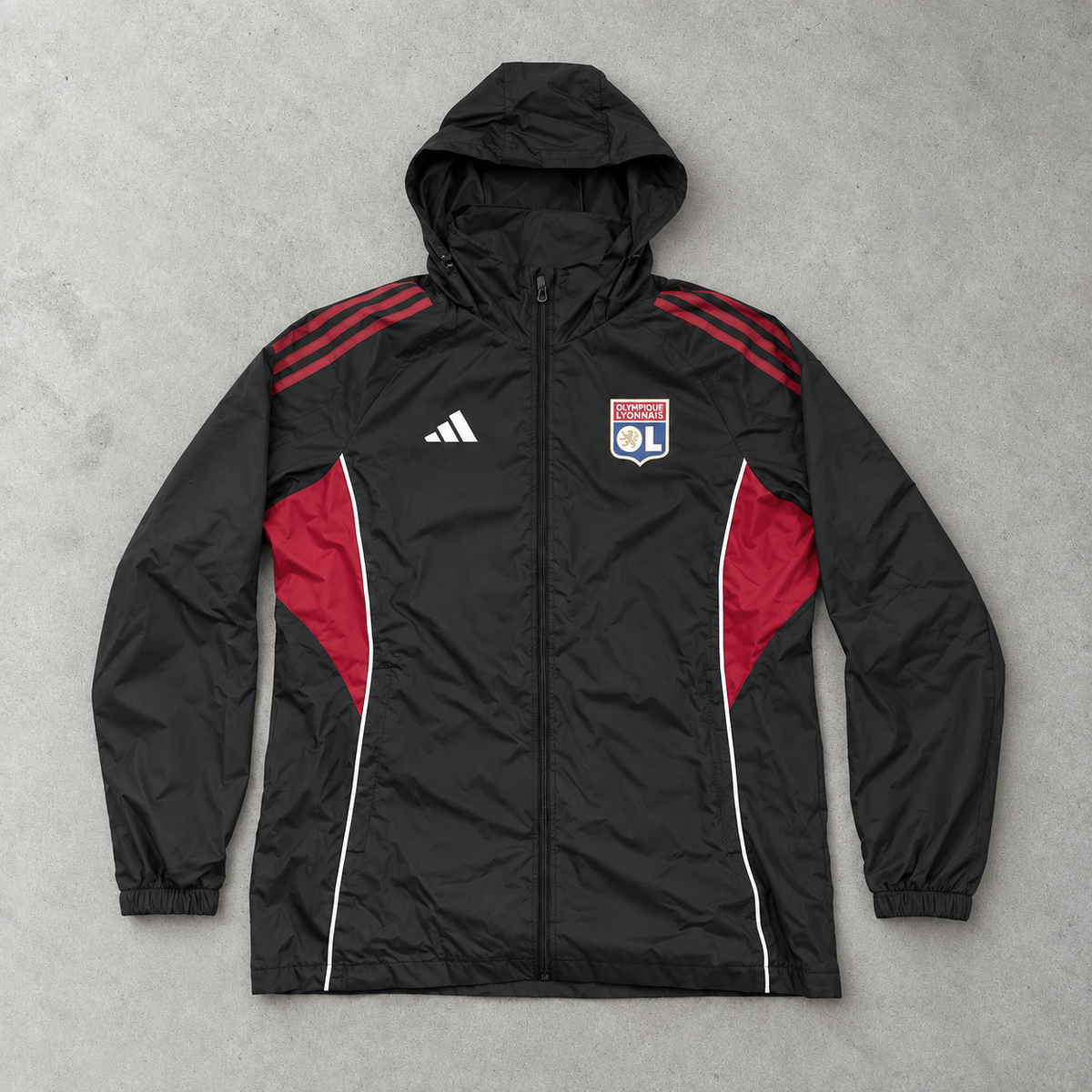 Olympique Lyon Adidas Windbreaker Schwarz / Rot Limitiert (S)