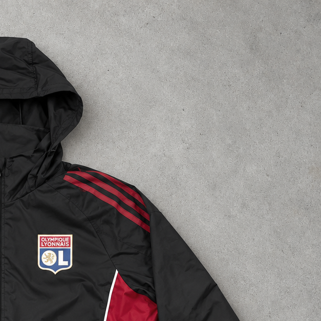 Olympique Lyon Adidas Windbreaker Schwarz / Rot Limitiert (S)