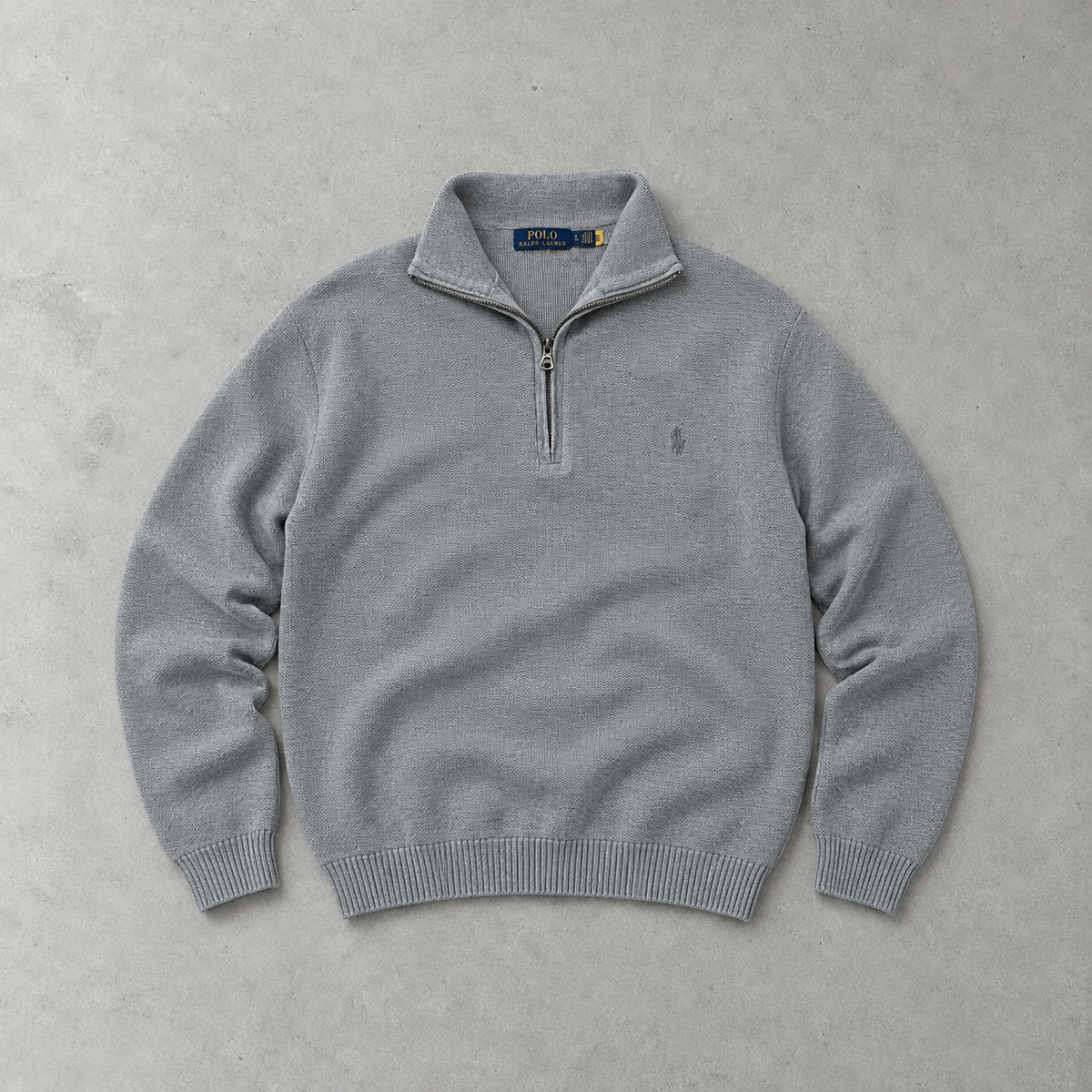 Ralph Lauren Half-Zip Sweater Grau Rare (XL) Stitched Logo